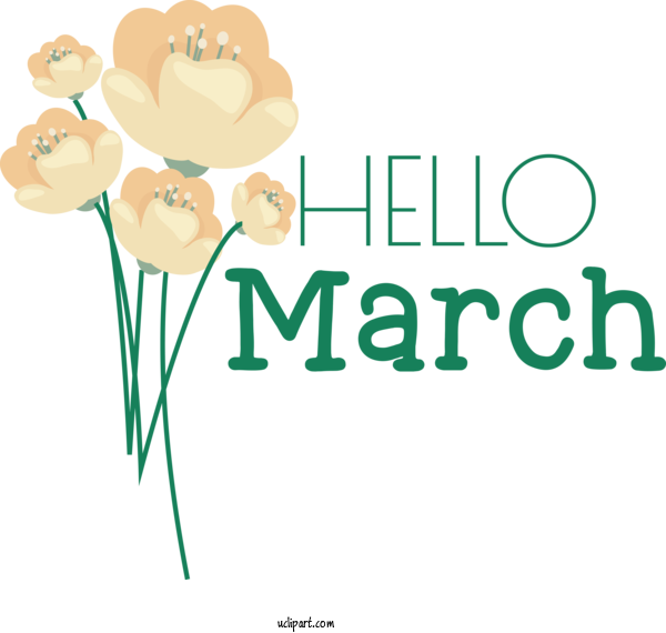 Free March Art Design Plant Stem Logo Floral Design For Hello March Clipart Transparent Background