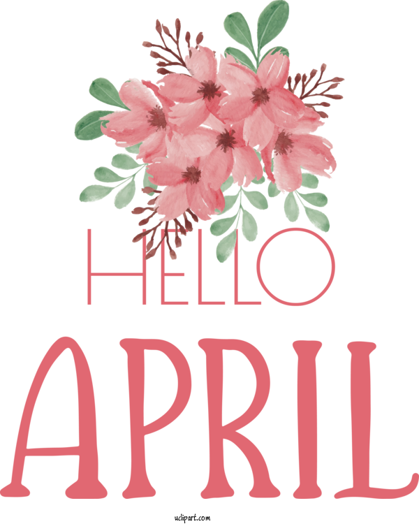 Free April Art Design Drawing Flower Watercolor Painting For Hello April Clipart Transparent Background