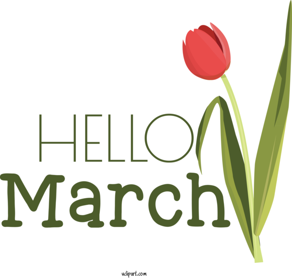Free March Art Design Plant Stem Tulip Logo For Hello March Clipart Transparent Background
