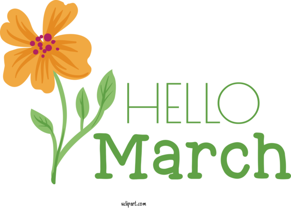 Free March Art Design Cut Flowers Logo Design For Hello March Clipart Transparent Background