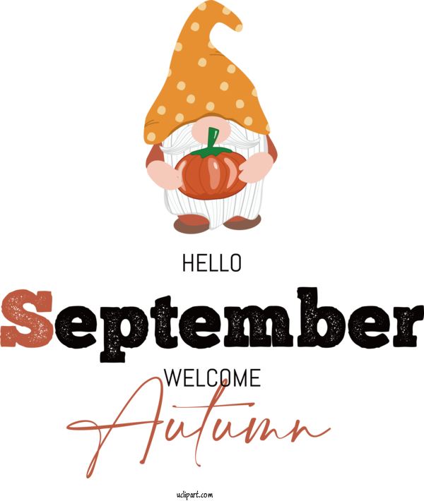 Free Hello September Design Logo Text For Welcome Autumn Clipart Transparent Background