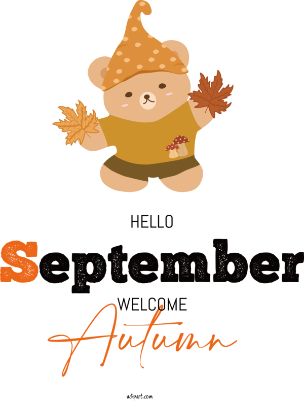 Free Hello September Autumn Festival Design For Welcome Autumn Clipart Transparent Background