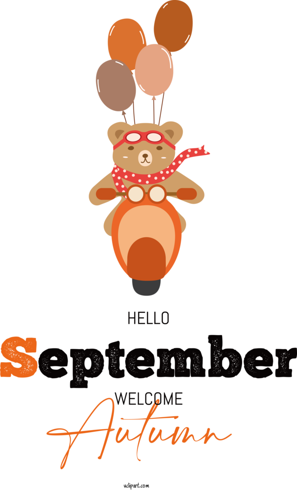 Free Hello September Cartoon Logo Orange For Welcome Autumn Clipart Transparent Background