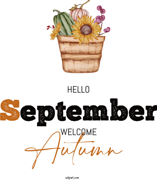 Free Hello September Autumn Logo Design For Welcome Autumn Clipart Transparent Background