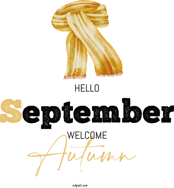 Free Hello September Logo Font Text For Welcome Autumn Clipart Transparent Background