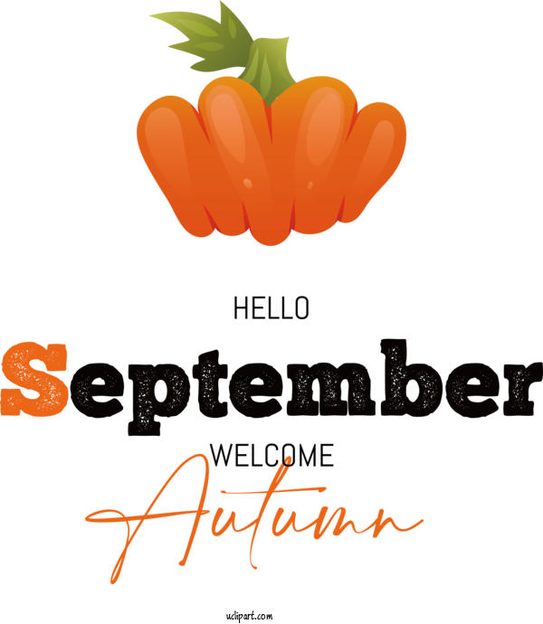 Free Hello September Natural Food Vegetable Superfood For Welcome Autumn Clipart Transparent Background