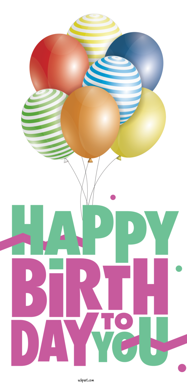 Free Birthday Balloon Design Line For Happy Birthday Clipart Transparent Background