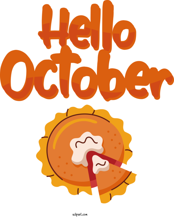 Free Autumn Cartoon Logo Orange For Hello October Clipart Transparent Background