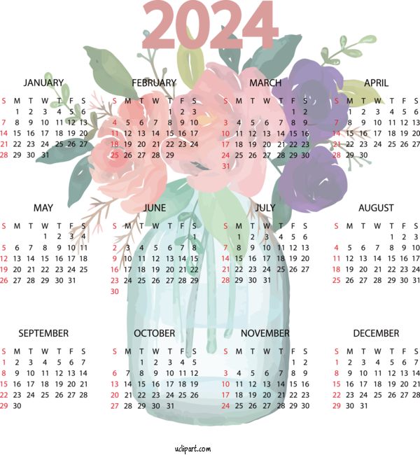 Free 2024 Calendar Calendar Islamic Calendar Gregorian Calendar For 2024 Yearly Calendar Clipart Transparent Background