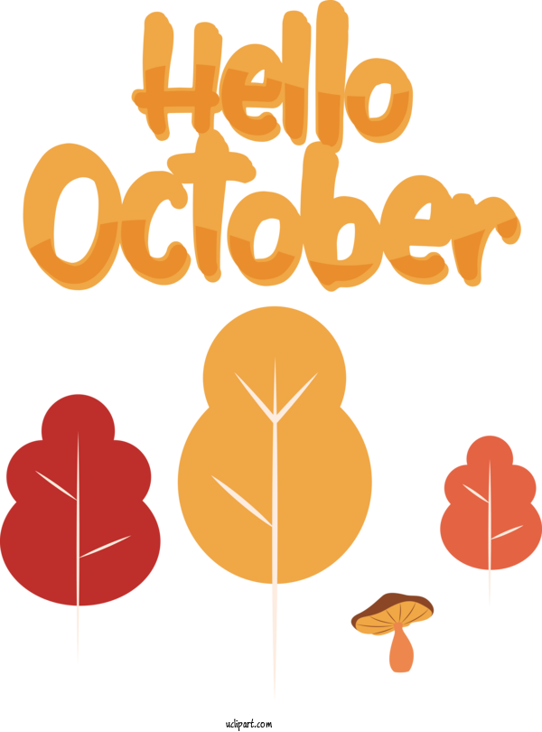 Free Autumn Leaf Flower Tree For Hello October Clipart Transparent Background