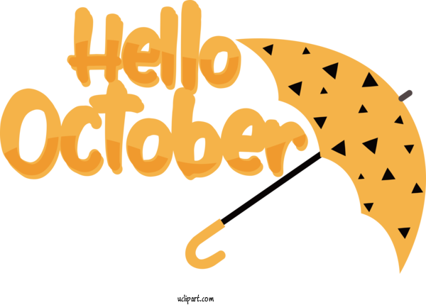 Free Autumn Logo Yellow Text For Hello October Clipart Transparent Background