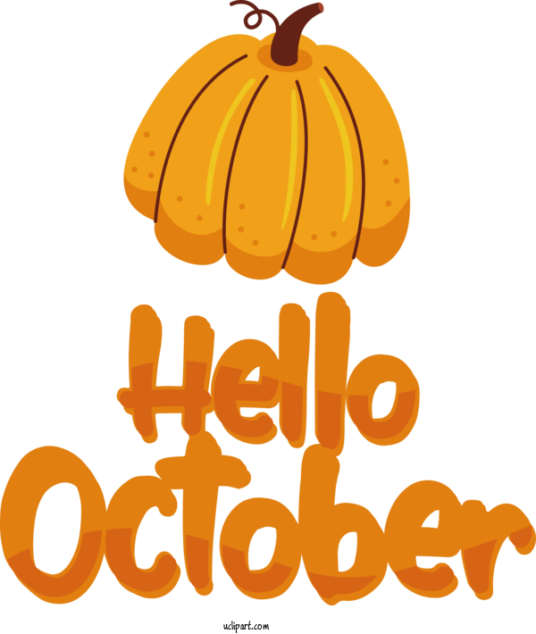 Free Autumn Jack O' Lantern Squash Flower For Hello October Clipart Transparent Background