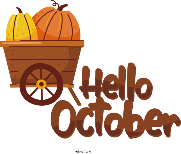 Free Autumn Pumpkin Logo Design For Hello October Clipart Transparent Background
