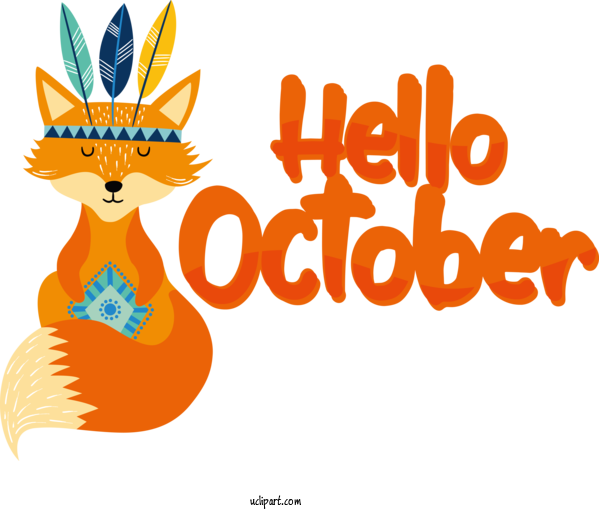Free Autumn Cat Cat Like Dog For Hello October Clipart Transparent Background