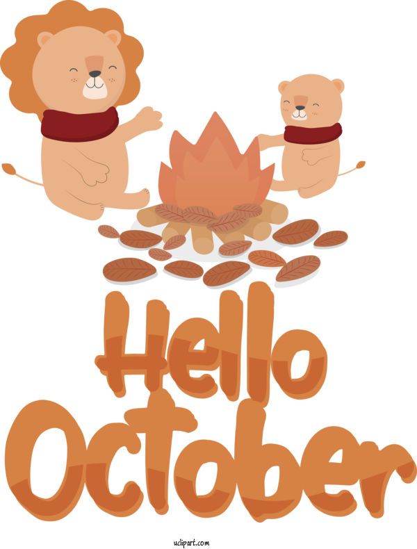 Free Autumn Clip Art For Fall Cartoon Drawing For Hello October Clipart Transparent Background