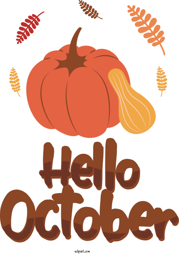 Free Autumn Pumpkin Logo Orange For Hello October Clipart Transparent Background