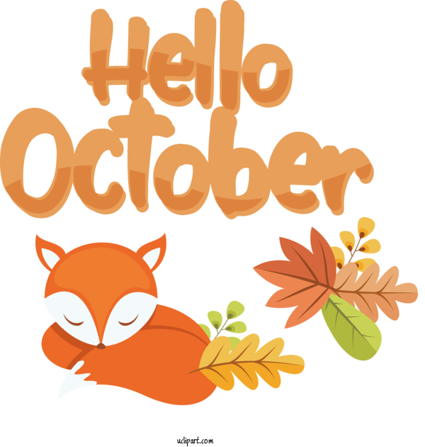 Free Autumn Cat Dog Tail For Hello October Clipart Transparent Background
