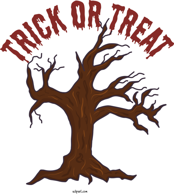Free Halloween Tree Flower Leaf For Trick Or Treat Clipart Transparent Background