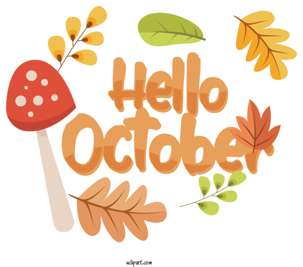Free Autumn Leaf Seed Flower For Hello October Clipart Transparent Background