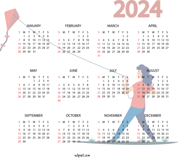Free 2024 Calendar Drawing Calendar Festival For 2024 Yearly Calendar Clipart Transparent Background