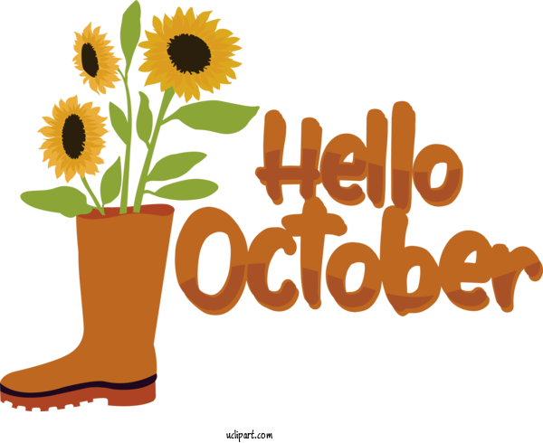 Free Autumn Flower Floral Design Daisy Family For Hello October Clipart Transparent Background