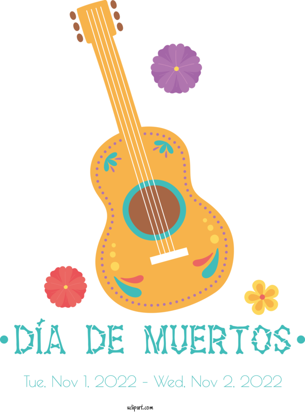 Free Day Of The Dead String Instrument Guitar Accessory Acoustic Guitar For Dia De Los Muertos Clipart Transparent Background