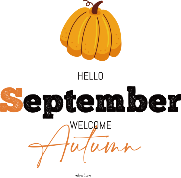 Free Welcome Autumn Logo Design Produce For Hello September Clipart Transparent Background