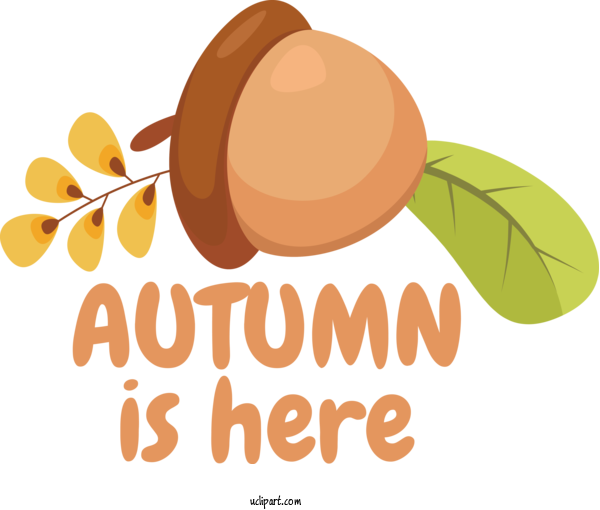 Free Autumn Logo Commodity Cartoon For Autumn Is Here Clipart Transparent Background