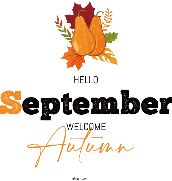 Free Welcome Autumn Flower Logo Design For Hello September Clipart Transparent Background