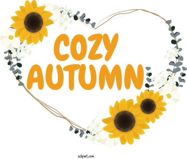 Free Autumn Common Sunflower Flower Painting For Cozy Autumn Clipart Transparent Background