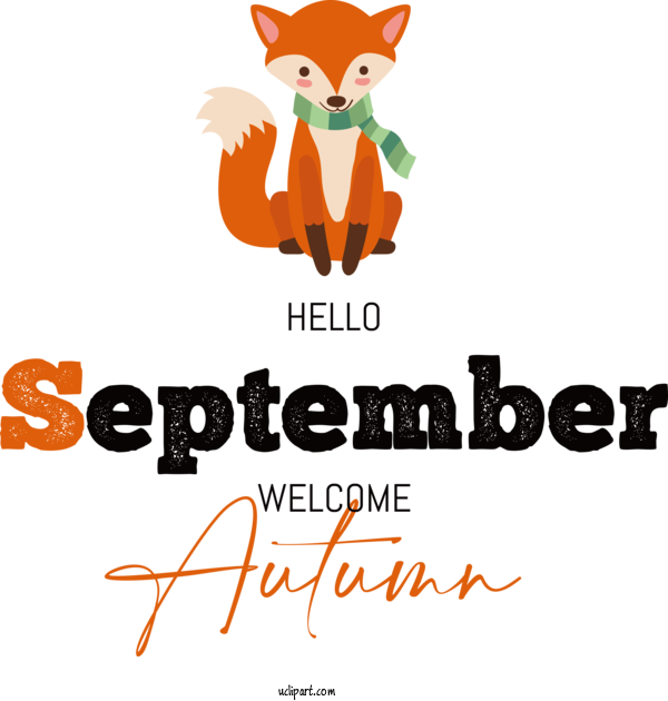 Free Welcome Autumn Logo Cartoon Dog For Hello September Clipart Transparent Background