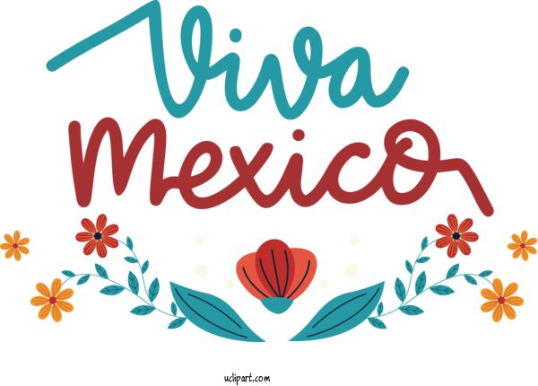 Free MEXICO Flower Text Petal For VIVA MEXICO Clipart Transparent Background