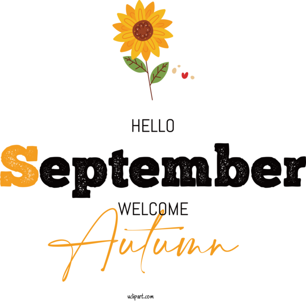 Free Welcome Autumn Cut Flowers  Logo For Hello September Clipart Transparent Background