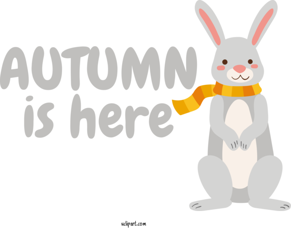 Free Autumn Hares Rabbit Easter Bunny For Autumn Is Here Clipart Transparent Background
