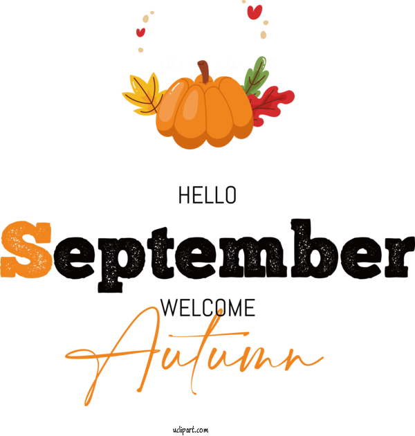 Free Welcome Autumn Vegetable Logo For Hello September Clipart Transparent Background