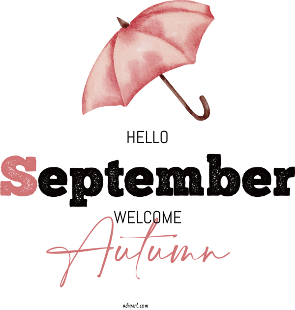 Free Welcome Autumn Font Text Fashion For Hello September Clipart Transparent Background