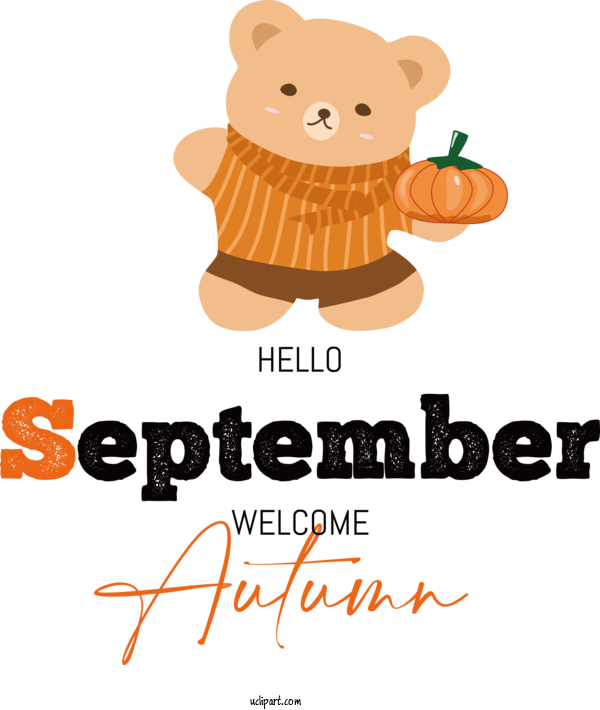 Free Welcome Autumn Logo Cartoon Line For Hello September Clipart Transparent Background