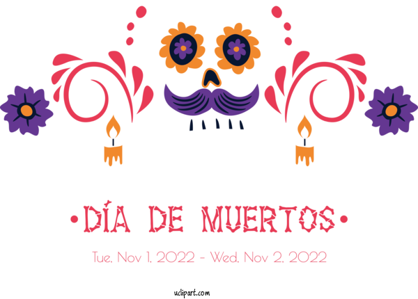 Free Day Of The Dead Festival De Las Calaveras Clip Art For Fall Drawing For Dia De Los Muertos Clipart Transparent Background