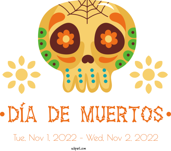 Free Day Of The Dead Text Design Drawing For Dia De Los Muertos Clipart Transparent Background