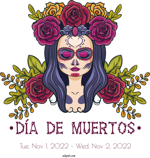 Free Day Of The Dead Visual Arts Drawing Design For Dia De Los Muertos Clipart Transparent Background