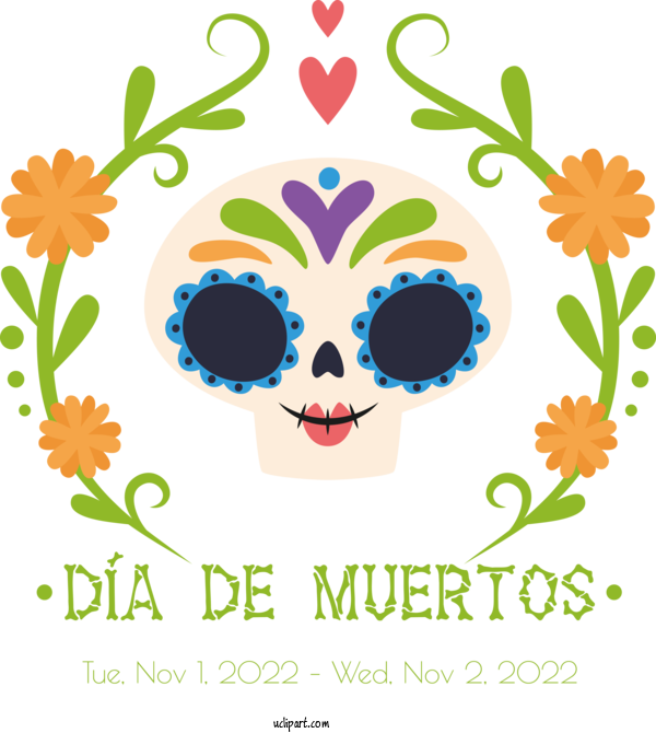 Free Day Of The Dead Clip Art For Fall Drawing Cartoon For Dia De Los Muertos Clipart Transparent Background