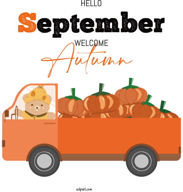 Free Nature Hello September Welcome Autumn Pumpkin For Autumn Clipart Transparent Background