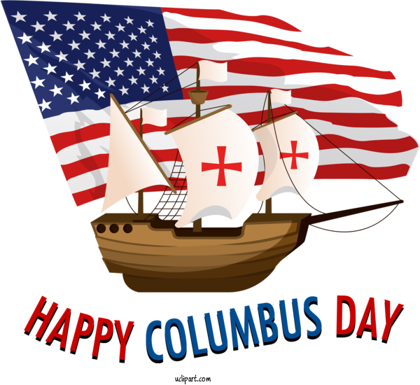 Free Columbus Day Columbus Day Us Flag Boat For Happy Columbus Day Clipart Transparent Background