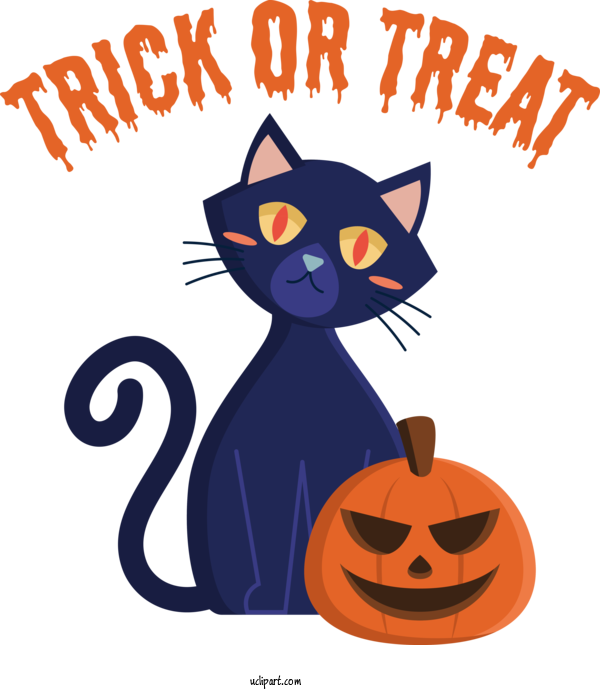 Free Halloween Trick OR Treat Halloween Black Cat For Trick OR Treat Clipart Transparent Background