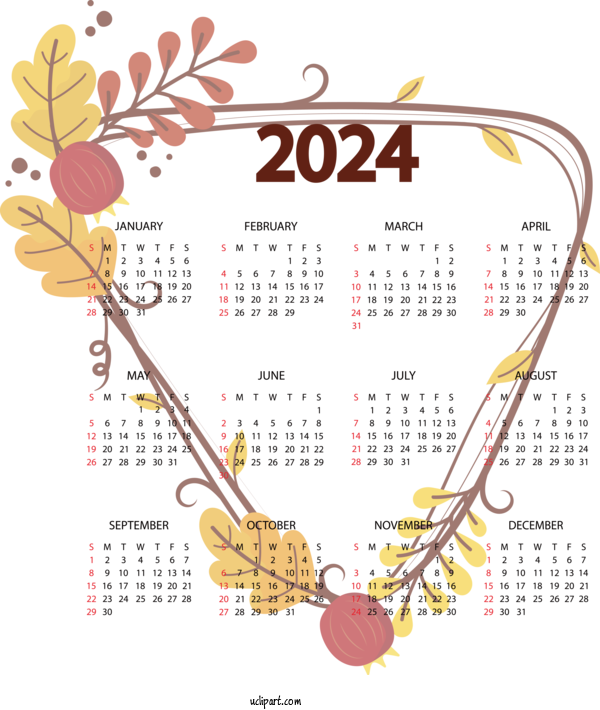 Free 2024 Yearly Calendar 2024 Yearly Calendar 2024 Printable Yearly Calendar 2024 Printable Calendar For 2024 Printable Yearly Calendar Clipart Transparent Background