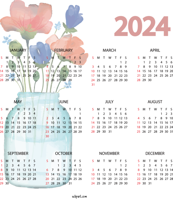 2024 Yearly Calendar 2024 Yearly Calendar 2024 Printable Yearly