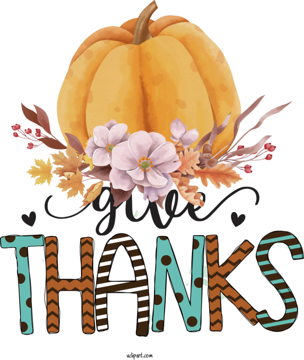 Free Give Thanks Give Thanks Thanksgiving Harvest For Thanksgiving Clipart Transparent Background