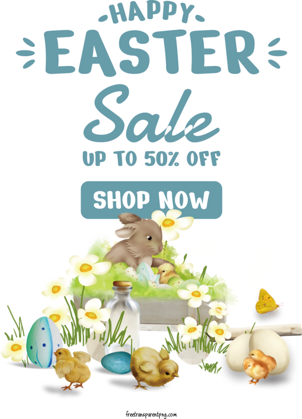 Free Easter Super Sale Happy Easter Super Sale Easter Bunny For Happy Easter Clipart Transparent Background