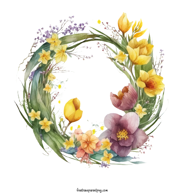 Free Watercolor Easter Wreath With Eggs Watercolor Easter Easter Wreath Easter Eggs For Easter Wreath Clipart Transparent Background
