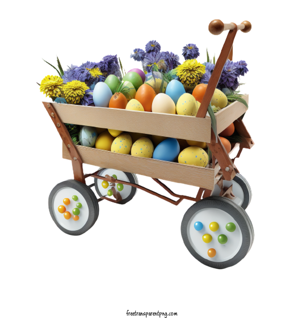Free Garden Cart Filled With Easter Eggs Garden Cart Easter Eggs Easter Day For Easter Eggs Clipart Transparent Background